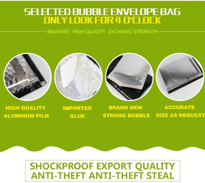 Waterproof Silver Bubble Wrap Envelopes , 6x10 Metallic Foil Bubble