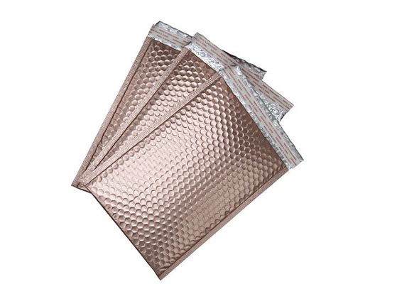 Protective Packaging Metallic Bubble Mailers Rose Gold Gravure Printing