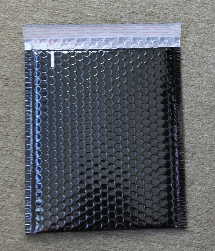 black shiny metallic bubble mailer 180*250+40 gloss waterproof metallic