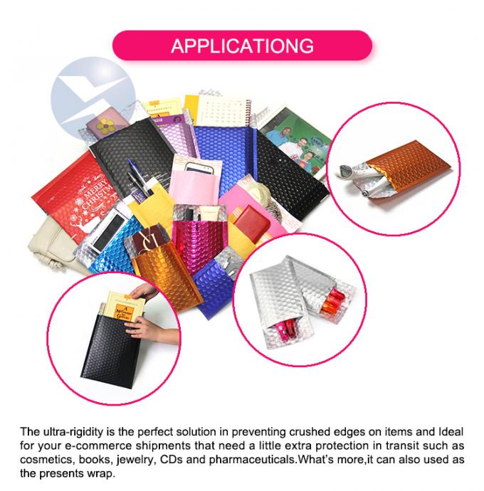 Metallic Colored Bubble Wrap Envelopes Customized Color And Size For